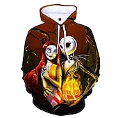 levne Mikiny s kapucí-Jack Skellington Kapuce Animák Manga Anime 3D Přední kapsa Grafika Pro Pro páry Pánské Dámské Dospělé 3D tisk Běžné / Denní