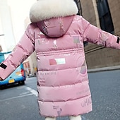 abordables Chaqueta de plumas y parka para chicas-Chaqueta acolchada para niñas, para actividades al aire libre, de algodón, impermeable, para exteriores, de 4 a 13 años, color negro, rosa y verde