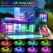 levne Ovládání přes WiFi-LED páskové světlo 5050 smd 20 m/65,6 stop chytré rgb páskové lano světlo synchronizace hudby světlo 16 milionů barev měnících se ovládáním bluetooth aplikací s 40tlačítkovým dálkovým ovládáním pro