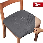 abordables Funda de silla-2 fundas de asiento para comedor, color burdeos, impermeables, elásticas, con respaldo alto, fundas de licra para asiento de silla con banda elástica para boda
