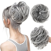 cheap Chignons-Messy Bun Hair Piece Straight Fake Bun Scrunchies Heat Resistant Fiber Synthetic Fully Beach Blonde Short Ponytail Extension Instant Updo Donut Chignons Elastic Scrunchy Hairpiece for White Women Girl