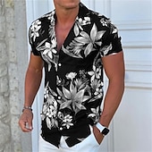 economico Stampa Floreale-Per uomo Floreale Camicia Camicia da campo Manica corta Di tendenza Originale Informale Esterno Informale Giornaliero Primavera estate Collo ripiegabile Bottone giù Nero Bianco Giallo Blu Viola