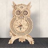 cheap Jigsaw Puzzles-3D Wooden Puzzle For Adults Owl Clock Model Kit Desk Clock Home Decor Unique Gift For Kids On Birthday/Festival Day