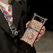 cheap Samsung Cases-Phone Case For Samsung Galaxy Z Flip 5 Z Flip 4 Z Flip 3 Handbag Purse Flip Flip with Adjustable  Neck Strap Kickstand Butterfly PC