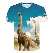 halpa Poikien 3D Eläimet-Lapset Poikien T-paita Tee Eläin Dinosaurus Lyhythihainen Crewneck Lasten toppi Kausaliteetti Tyylikäs Päivittäin Kesä Moniväri 3-12 vuotta