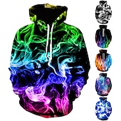 economico Pattern 3D-Per uomo Felpa con Cappuccio Felpe con cappuccio Felpa Designer Casual Manica Lunga Quotidiano Abbigliamento casual alla moda Bianco e nero WE-1803 Autunno progettista