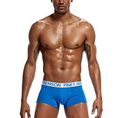 preiswerte Boxershorts für Herren-Herren 3 Pack Unterwäsche Unterwäsche Boxer Slip Polyester-Baumwoll-Gemische Waschbar Komfortabel Buchstabe Tiefe Hüfthöhe Schwarz Weiß