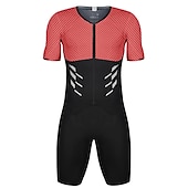 cheap Men&#039;s Clothing Sets-Men&#039;s Triathlon Tri Suit Short Sleeve Mountain Bike MTB Road Bike Cycling Red Blue Sky Blue Patchwork Bike Clothing Suit UV Resistant Breathable Quick Dry Sweat wicking Polyester Spandex Sports