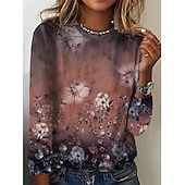 ieftine Tricou cu animale-tricou damă vintage de bază imprimeu fluture mânecă lungă topuri obișnuite gât rotund weekend zilnic roz albastru violet maro verde toamnă &amp;amp; iarnă