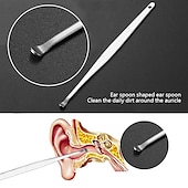 baratos Cuidados Pessoais &amp; Saúde-kit de remoção de cera de ouvido remoção de cera de ouvido 6 em 1 ferramentas de palheta de orelha reutilizável limpador de orelha de aço inoxidável conjunto de palheta de ouvido com caixa de chaveiro utilitário para usar