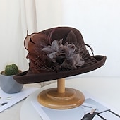 economico Cappelli per feste-cappelli piuma artificiale poli / misto cotone bombetta / cappello a cloche autunno cappello da pescatore da sposa cappello fedora kentucky derby cocktail royal astcot stile vintage con copricapo di