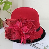 economico Cappelli per feste-kentucky cappello derby autunnale cappelli da sposa piume artificiali misto poli/cotone bombetta/cloche cappello alla pescatora cappello fedora casual vacanza stile vintage elegante con applicazioni