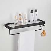 cheap Towel Bars-Bathroom Shelves Wall Mounted Golden Storage Organizer Rack Bathroom Kitchen Bathroom Hardware Pendant Bathroom Shelf Space Aluminum Acrylic Shower Rack Corner Shelf Square Bath Shower Shelf(Golden,Black)