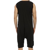 levne Pyžama-Pánské Společenské oblečení Pyžamo Onesie Čistá barva Módní Jednoduchý Pohodlné Domů Denní Polyester Prodyšné Tričkový Bez rukávů Kapsy Léto Červenočerná Černá