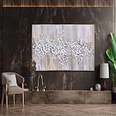 abordables Pinturas florales/botánicas-Pintura al óleo hecha a mano lienzo arte de la pared decoración espátula pintura clásica flor de ciruelo blanco para decoración del hogar enrollado sin marco pintura sin estirar