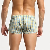 economico Boxer da uomo-Per uomo 1 confezione Biancheria intima Mutandine di base Boxer Slip Cotone Elastene Antiparassitario A prova di perdita A quadri Vita normale Giallo Blu