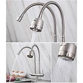 Недорогие Многофункциональный-смеситель для кухни, нержавеющая сталь sus304, матовый никель, 2 режима, одна ручка, одно отверстие, стандартный носик, современные кухонные смесители