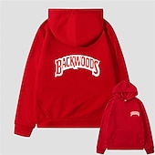 baratos Moletons masculinos com capuz-Homens Letra Moletom Moletons Moletom Manga Longa Moletom com capuz Com Capuz Legal Para Noite Scarlet antes e depois Grande vermelho antes de grande Inverno Designer