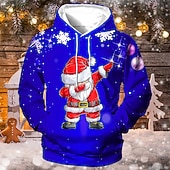 billiga Jultomtens outfit-jul jultomten för män 3d huvtröjor unisex tröja gul röd kungsblå blå grön huva jultomten grafiska tryck print dagliga sport 3d print designer ledig stor och lång vår &amp;amp;  falla