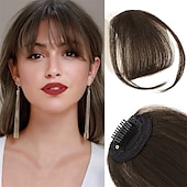 cheap Bangs-Bangs Hair Clip in Bangs Hair Wispy Bangs Clip on Fringe Bangs for Women Air Bangs Flat Neat Bangs with Temples Hairpieces for Daily Wear