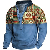 abordables Sudaderas 3D para hombre-Hombre Estampados Sudadera Pull-over Manga Larga Camisa de entrenamiento Escote en Pico Vintage Design Básico Impresión 3D Casual Ropa de calle Estampado Primavera Otoño Invierno