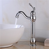 cheap Classical-Bathroom Sink Faucet,Single Handle Rose Gold/Black/Brushed Gold/ Brass/Rustic Nickel One Hole Widespread Electroplated Faucet with Hot and Cold Water