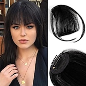 cheap Bangs-Bangs Hair Clip in Bangs Hair Wispy Bangs Clip on Fringe Bangs for Women Air Bangs Flat Neat Bangs with Temples Hairpieces for Daily Wear