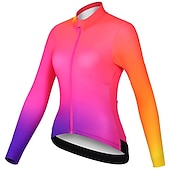 abordables Maillots de mujer-Mujer Maillot de Ciclismo Degradado Manga Larga Bicicleta Maillot Camiseta con 3 bolsillos traseros MTB Bicicleta Montaña Ciclismo Carretera Secado rápido Bandas Reflectantes Bolsillo trasero