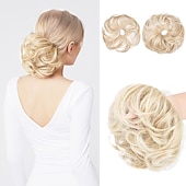 abordables Chignons-2pcs chignon désordonné chignon bouclé ondulé extensions de queue de cheval postiches cheveux chouchous wraps chignon pour femmes filles (plus chignon limité avec une longueur de cheveux plus longue