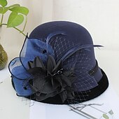 economico Cappelli per feste-kentucky cappello derby autunnale cappelli da sposa piume artificiali misto poli/cotone bombetta/cloche cappello alla pescatora cappello fedora casual vacanza stile vintage elegante con applicazioni