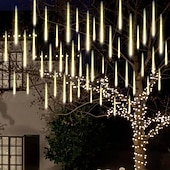 economico Plug in elettrico-3 pack luci della stringa della pioggia della pioggia di meteore all&#039;aperto 50cm 100-240v 24 tubi luci della stringa del led impermeabili per la decorazione della festa nuziale di natale per gli alberi di natale decorazione di halloween matrimonio di fest