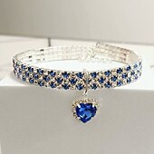 cheap Cat Collars, Harnesses &amp; Leashes-2 Pcs Pearls Diamond Pet Cat Dog Necklace Collar Jewelry with Bling Rhinestones for Pets Cats Small Dogs Female Puppy Chihuahua Yorkies Girl Costume Outfits Adjustable