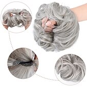 abordables Chignons-2pcs chignon désordonné chignon bouclé ondulé extensions de queue de cheval postiches cheveux chouchous wraps chignon pour femmes filles (plus chignon limité avec une longueur de cheveux plus longue