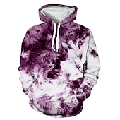 baratos Estampa animal-Homens Gráfico Tintura Tie Dye Moletom Moletons Roupa de rua Designer Manga Longa Com Capuz Diário Final de semana Streetwear Amarelo Rosa Imprimir Bolso frontal Primavera &amp; Outono Designer