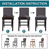 cheap Dining Chair Cover-Stretch Velvet Bar Stool Cover Burgundy Counter Height Pub Chair Slipcover for Dining Room Cafe Non Slip with Elastic BottomThick Soft Style