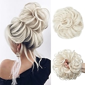 cheap Chignons-Messy Hair Buns Hair Piece Curly Hair Scrunchies for Women Girls Hairpieces Wavy Donut Hair Pieces Hair Bun Updo Hair Chignons
