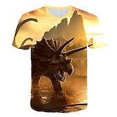 halpa Poikien 3D Eläimet-Lapset Poikien T-paita Tee Eläin Dinosaurus Lyhythihainen Crewneck Lasten toppi Kausaliteetti Tyylikäs Päivittäin Kesä Moniväri 3-12 vuotta