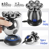 cheap Shaving &amp; Hair Removal-6 In 1 Electric Head Shaver for Bald Men 7D Floating Cutter Beard Trimmer Clipper IP68 Waterproof Shaving USB Wireless Charging  Christmas Gift