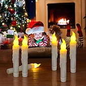 abordables Luces de velas-6/12 Uds velas led luces 6,5 pulgadas 16,5 cm velas cónicas led sin llama blancas velas cónicas colgantes que funcionan con pilas candelabros de batería parpadeantes para fiesta iglesia halloween