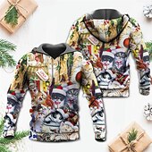 abordables Tenue de Père Noël-sweat à capuche de Noël sweat à capuche pour homme sweat à capuche pour homme sweat à capuche jaune vert clair kaki rouge bleu clair à capuche père Noël imprimés graphiques imprimé moche sports