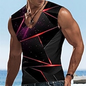 abordables Camisetas 3D-Hombre Graphic Geométrico Top Sin Mangas Camiseta Impresión 3D Escote en Pico Camisa Design Casual Cómodo Diario Vacaciones Noche Amarillo Azul Piscina Rojo Primavera verano Ropa S M L XL 2XL 3XL