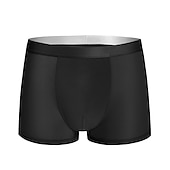 billiga Herrboxers-Herr 3-pack Boxerkalsonger Underkläder Grundläggande trosor Boxershorts Syntetiskt siden Andningsfunktion Mjuk Ren färg Medium Midja Svart Ljusgrön