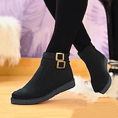 levne Kotníkové boty-Dámské Boty Semišové boty Větší velikosti Venkovní Kancelář Denní Kotníkové boty Booties Zima Přezky Rovná podrážka Oblá špička Na běžné nošení Chůze Umělý semiš Zip Světle hnědá Černá Světle modrá
