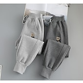 billiga Underdelar-Barn Pojkar Joggingbyxor Byxor Björn Håller värmen Byxor Utomhus Dagligen Svart Grå Mid midja
