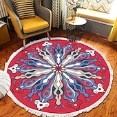 preiswerte Wohn- und Schlafzimmerteppiche-Runder Teppich mit Mandala-Quaste im Ethno-Stil, Wohnzimmer, Schlafzimmer, Couchtisch, Bodenmatte