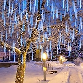 economico Plug in elettrico-3 pack luci della stringa della pioggia della pioggia di meteore all&#039;aperto 50cm 100-240v 24 tubi luci della stringa del led impermeabili per la decorazione della festa nuziale di natale per gli alberi di natale decorazione di halloween matrimonio di fest