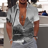 economico Piante tropicali-Per uomo Albero di cocco Piante tropicali Camicia Camicia hawaiana Camicia Aloha Manica corta Camicia Collo ripiegabile Di tendenza Hawaiano Originale Esterno Strada Informale Mare blu Giallo Blu Con