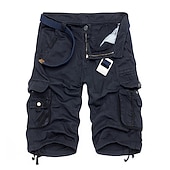 baratos Clássico-Homens Bermuda Cargo Calção Shorts de Trilha Bolsos Tecido Conforto Respirável Comprimento do joelho Trabalho Casual Diário Moda Roupa de rua Exército verde açafrão