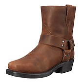 preiswerte Biker -Stiefel-Herren Stiefel Cowboy Westernstiefel Demonia Stiefel Klassisch Brautkleider schlicht Outdoor Täglich Casual PU Stiefeletten / Stiefeletten Halbschuhe Schwarz Braun Sommer Frühling Herbst