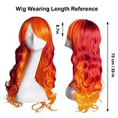 economico Parrucche trendy sintetiche-festa di natale parrucche 30 pollici gradiente arancione parrucche gialle colorate lunghe ricci ondulati parrucche capelli termoresistenti a spirale costume parrucche anime fashion halloween festa di
